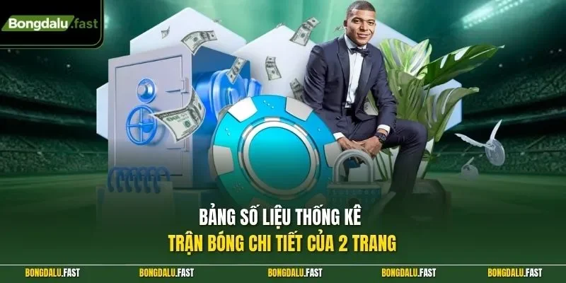 Bảng số liệu thống kê trận bóng chi tiết của 2 trang